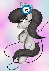 Size: 1024x1475 | Tagged: safe, artist:theartistsora, octavia melody, g4, accessory theft, female, headphones, implied vinyl scratch, solo