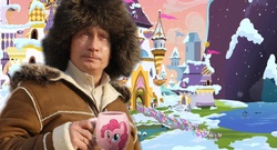 Size: 1024x554 | Tagged: safe, pinkie pie, human, g4, cup, food, irl, irl human, photo, russian, tea, vladimir putin