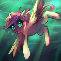 Size: 1280x1280 | Tagged: safe, artist:cherivinca, princess cadance, g4, female, solo, underwater