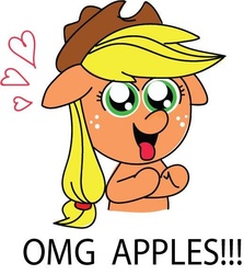 Size: 519x581 | Tagged: safe, artist:chibi-cat-girl101, artist:pinkamena-chan, applejack, g4, apple, female, floppy ears, heart, solo, that pony sure does love apples, tongue out, wide eyes
