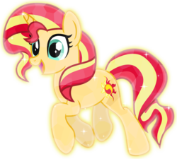 Size: 9000x8100 | Tagged: safe, artist:osipush, sunset shimmer, crystal pony, pony, unicorn, g4, absurd resolution, crystal sunset, crystallized, cute, female, happy, open mouth, shimmerbetes, simple background, solo, transparent background, vector