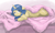 Size: 2300x1400 | Tagged: safe, artist:the-minuscule-task, oc, oc only, oc:kit bash, pony, unicorn, blanket, female, horn, looking at you, mare, solo, under blanket