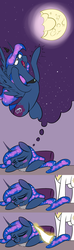 Size: 1024x3472 | Tagged: safe, artist:underpable, princess celestia, princess luna, just another luna blog, g4, comic, dream, drool, edible heavenly object, moon