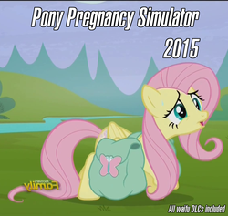 Size: 1139x1080 | Tagged: safe, edit, edited screencap, screencap, fluttershy, g4, season 5, the hooffields and mccolts, 2015, female, flipped, mare, pregnant, saddle bag, simulator, solo