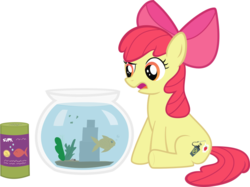 Size: 847x634 | Tagged: safe, artist:pacificgreen, apple bloom, earth pony, fish, goldfish, pony, g4, alternate cutie mark, female, filly, fish bowl, fish food, pet, simple background, solo, transparent background, vector