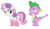 Size: 2314x1334 | Tagged: safe, artist:kevintoons915, artist:lunaticdawn, spike, sweetie belle, dragon, pony, unicorn, crusaders of the lost mark, g4, blushing, clothes, cutie mark, female, filly, heart eyes, male, ship:spikebelle, shipping, socks, something else also rises, straight, striped socks, tailboner, the cmc's cutie marks, wingding eyes