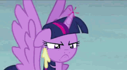 Size: 640x357 | Tagged: safe, edit, screencap, fluttershy, twilight sparkle, alicorn, pony, g4, the hooffields and mccolts, animated, anime, dialogue, dio brando, female, flying, freeze spell, frown, glare, jojo's bizarre adventure, magic, mare, road roller, road roller da, the world, twilight sparkle (alicorn), za warudo