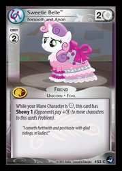 Size: 344x480 | Tagged: safe, enterplay, sweetie belle, g4, high magic, my little pony collectible card game, card, ccg, clothes, dress, female, solo