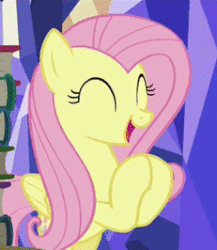Size: 231x266 | Tagged: safe, screencap, fluttershy, g4, the hooffields and mccolts, animated, clapping, cute, daaaaaaaaaaaw, female, happy, reaction image, shyabetes