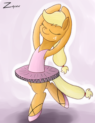 Size: 2975x3850 | Tagged: safe, artist:zaponator, applejack, g4, applerina, ballerina, ballet, clothes, dancing, female, high res, solo, tutu