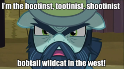 Size: 1280x720 | Tagged: safe, edit, edited screencap, screencap, big daddy mccolt, earth pony, pony, g4, the hooffields and mccolts, beard, facial hair, image macro, looney tunes, male, mccolt family, meme, merrie melodies, moustache, stallion, wild and woolly hare, yosemite sam
