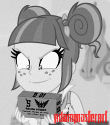 Size: 1025x1168 | Tagged: safe, artist:adammasterart, sour sweet, equestria girls, g4, my little pony equestria girls: friendship games, blackletter, box, der kristall reich, inverted mouth, mre, old photo, ration