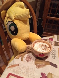 Size: 600x800 | Tagged: artist needed, safe, applejack, g4, cup, irl, photo, plushie