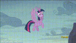 Size: 400x225 | Tagged: safe, edit, edited screencap, screencap, twilight sparkle, alicorn, pony, g4, the hooffields and mccolts, animated, dio brando, discovery family logo, female, freeze spell, jojo's bizarre adventure, mare, non-looping gif, road roller, steam roller, twilight sparkle (alicorn), za warudo
