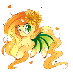 Size: 1000x1000 | Tagged: safe, artist:ipun, oc, oc only, oc:sunflower meadows, bat pony, pony, heart, heart eyes, simple background, solo, transparent background, wingding eyes