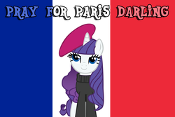 Size: 2000x1333 | Tagged: safe, artist:dashiemlpfim, artist:sircinnamon, rarity, g4, beatnik, drama, flag, france, religion, religion in the comments, stand with paris, vector