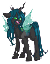Size: 1024x1309 | Tagged: safe, artist:twisted-sketch, queen chrysalis, changeling, changeling queen, g4, crown, female, jewelry, open mouth, regalia, solo, watermark