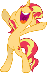 Size: 5494x8511 | Tagged: safe, artist:osipush, edit, vector edit, sunset shimmer, pony, unicorn, a friend in deed, equestria girls, g4, absurd resolution, bipedal, female, floppy ears, inkscape, nose in the air, open mouth, simple background, smile song, solo, transparent background, vector