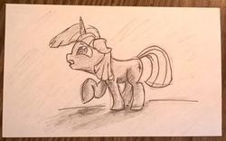 Size: 852x533 | Tagged: safe, artist:post-it, twilight sparkle, g4, female, monochrome, sketch, solo, traditional art