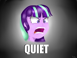 Size: 2048x1536 | Tagged: safe, artist:kittydazzling, starlight glimmer, equestria girls, g4, the cutie map, equestria girls interpretation, equestria girls-ified, female, quiet, ragelight glimmer, scene interpretation, shut up twilight, solo