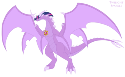 Size: 3467x2117 | Tagged: safe, artist:pyrus-leonidas, twilight sparkle, dragon, kaiju, wyvern, g4, bakugan, dragonified, dragonoid, element of magic, female, high res, kaijufied, simple background, solo, species swap, spread wings, transparent background, twilidragon, twilight sparkle (alicorn), wings