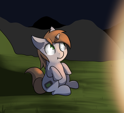 Size: 2047x1876 | Tagged: safe, artist:neuro, oc, oc only, oc:littlepip, pony, unicorn, fallout equestria, :t, cute, eyes open, fanfic, fanfic art, female, floppy ears, green eyes, mare, pipabetes, sitting, solo, wide eyes