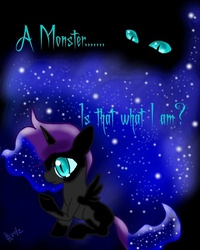 Size: 800x1000 | Tagged: safe, artist:derpsonhooves, oc, oc only, oc:nyx, nightmare forces, fanfic:past sins, blank flank, nightmare nyx, text, transformation