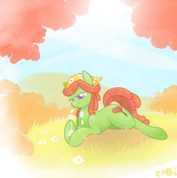 Size: 2000x2011 | Tagged: safe, artist:b-epon, tree hugger, earth pony, pony, g4, female, floral head wreath, flower, high res, mare, solo