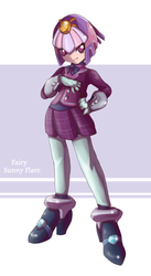 Size: 1316x2400 | Tagged: safe, artist:thegreatrouge, sunny flare, equestria girls, g4, my little pony equestria girls: friendship games, capcom, clothes, crossover, crystal prep academy, crystal prep academy uniform, crystal prep shadowbolts, fairy leviathan, female, mega man (series), megaman zero, pleated skirt, school uniform, skirt, solo