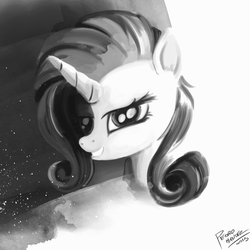 Size: 2000x2000 | Tagged: safe, artist:pedrohander, rarity, pony, unicorn, g4, black and white, female, grayscale, high res, portrait, sketch, solo