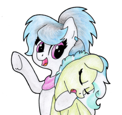 Size: 1821x1722 | Tagged: safe, artist:ruushiicz, oc, oc only, oc:melodic beat, oc:viola heartstrings, ear piercing, magical lesbian spawn, offspring, parent:bon bon, parent:lyra heartstrings, parent:octavia melody, parent:vinyl scratch, parents:lyrabon, parents:scratchtavia, piercing, simple background, sleeping, traditional art, transparent background