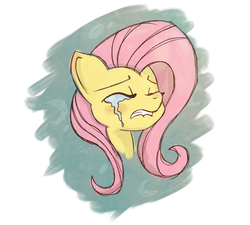 Size: 900x810 | Tagged: safe, artist:pastelbuttons, fluttershy, g4, crying, drawing, female, floating head, painting, solo, tearjerker, tears of pain, teary eyes, traditional art, watercolor painting