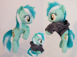 Size: 4608x3448 | Tagged: safe, artist:epicrainbowcrafts, lyra heartstrings, pony, unicorn, g4, beanie (plushie), clothes, dig the swell hoodie, hoodie, irl, photo, plushie, solo