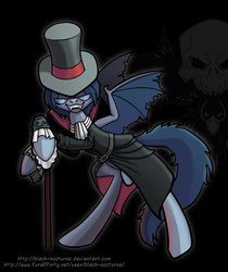 Size: 864x1028 | Tagged: safe, artist:black-nocturne, pony, bat wings, bipedal, hat, malifaux, nicodem, ponified, ressurectionists, solo, top hat