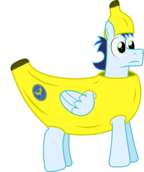 Size: 4000x4773 | Tagged: safe, artist:landmark520, soarin', pegasus, pony, g4, banana, clothes, context is for the weak, costume, food, male, simple background, solo, stallion, transparent background, vector