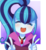 Size: 460x500 | Tagged: safe, artist:loyaldis, sonata dusk, equestria girls, g4, my little pony equestria girls: rainbow rocks, abstract background, blushing, bust, cute, eyes closed, female, happy, open mouth, peace sign, solo, sonatabetes