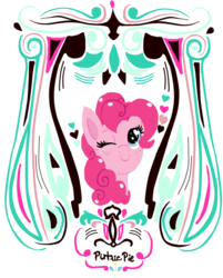 Size: 740x920 | Tagged: safe, artist:apple-jazzy, pinkie pie, g4, blushing, cute, female, heart, minimalist, simple background, solo, sparkly eyes, transparent background, wink