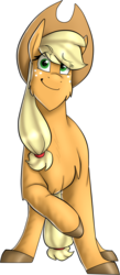 Size: 755x1731 | Tagged: safe, artist:namyg, applejack, g4, cowboy hat, female, freckles, hat, raised hoof, solo, stetson