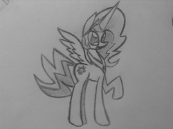 Size: 2592x1936 | Tagged: safe, artist:poorlydrawnpony, princess celestia, g4, female, monochrome, sketch, solo, traditional art