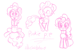 Size: 1484x969 | Tagged: safe, artist:nickdallas, pinkie pie, g4, female, monochrome, sketch, solo