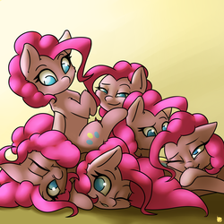 Size: 3600x3600 | Tagged: safe, artist:captainpudgemuffin, pinkie pie, earth pony, pony, g4, too many pinkie pies, clone, cuddle puddle, cuddling, cute, diapinkes, female, fun fun fun, high res, mare, multeity, pinkie clone, pinkie pile, pony pile, snuggling, too much pink energy is dangerous