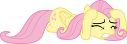 Size: 13712x4773 | Tagged: safe, artist:luckreza8, fluttershy, pegasus, pony, g4, scare master, .svg available, absurd resolution, eyes closed, female, inkscape, mare, prone, scared, simple background, solo, transparent background, vector
