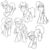 Size: 1280x1280 | Tagged: safe, artist:acersiii, applejack, fluttershy, pinkie pie, rainbow dash, rarity, twilight sparkle, alicorn, pony, g4, female, mane six, mare, monochrome, twilight sparkle (alicorn)