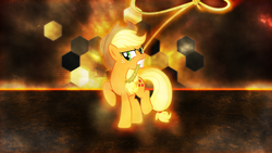 Size: 3840x2160 | Tagged: safe, artist:djdavid98 edits, artist:game-beatx14, applejack, g4, female, high res, lasso, solo, wallpaper