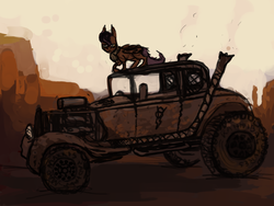 Size: 1024x768 | Tagged: safe, artist:celestiawept, scootaloo, g4, car, female, mad max, solo