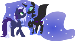 Size: 1024x564 | Tagged: safe, artist:fullcream160, nightmare moon, oc, oc:krystel, g4, minimalist