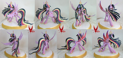 Size: 3348x1582 | Tagged: safe, artist:viistar, twilight sparkle, alicorn, pony, g4, butt, concave belly, craft, female, irl, long tail, mare, older, photo, plot, rainbow power, sculpture, slender, solo, spread wings, tail, tall, thin, turnaround, twilight sparkle (alicorn), wings