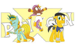 Size: 1800x1200 | Tagged: safe, artist:mofetafrombrooklyn, oc, oc only, oc:bowtie, oc:cabbie, oc:liberty, bayley, brooklyn brawler, clothes, nxt, ponycon nyc, sasha banks, shoes, wrist tape, wwe