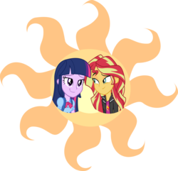 Size: 1600x1541 | Tagged: safe, artist:ayanokorohama, artist:fluidty, sunset shimmer, twilight sparkle, equestria girls, g4, female, lesbian, ship:sunsetsparkle, shipping, twilight sparkle (alicorn)