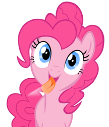Size: 1368x1584 | Tagged: safe, artist:umbra-neko, pinkie pie, g4, cute, diapinkes, female, licking, licking ponies, looking at you, simple background, solo, tongue out, transparent background, vector